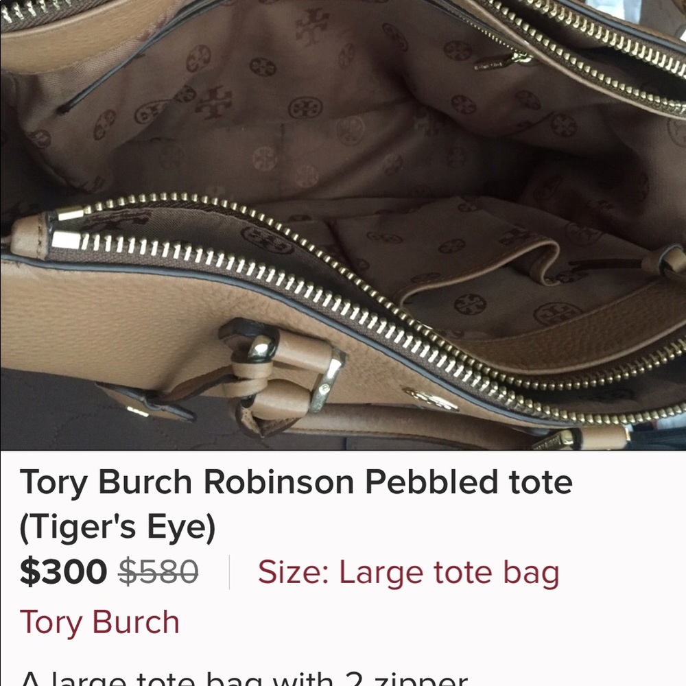 Tory Burch Robinson Pebbled Tote (tiger eyes)